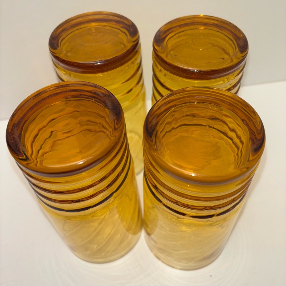 Libbey set of 8 vintage Malibu Gold drinking glasses: 4 tall, 4 short - Picture 5 of 12